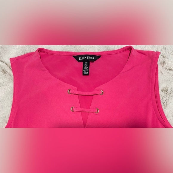 Ellen Tracy Hot Pink Lace-Up Tank Top Sleeveless Blouse - Picture 3 of 10